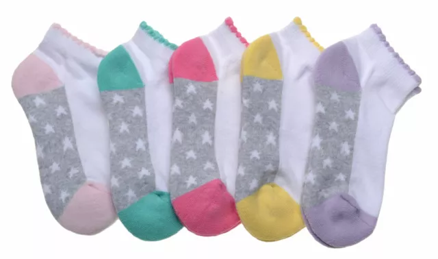 5 pairs of Stars Design Girls Trainer socks - Cushioned Foot