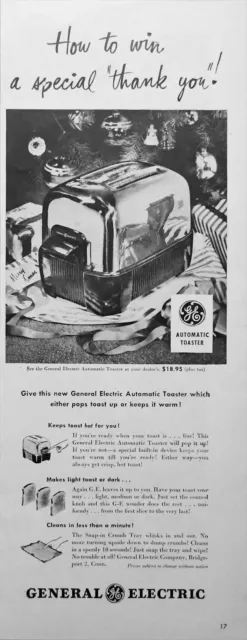 1947 Vintage Magazine Page ad for General Electric Automatic Toaster