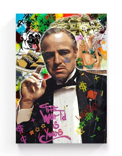 Leinwand Bild Godfather Graffiti Dekoration Wandbild Pop Art Poster