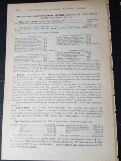 ◇ 1896 original train report CHICAGO ST PAUL MINNEAPOLIS  OMAHA RAILWAY Elroy WI