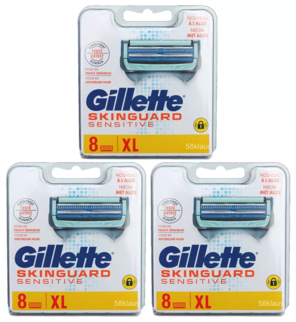 24x Gillette SkinGuard Sensitive Rasierklingen / 3x 8er Klingen Pack Set OVP