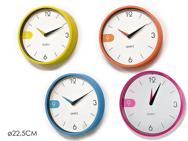 orologio da parete per cucina casa a muro numeri grandi ROSA ARANCIO GIALLO BLU