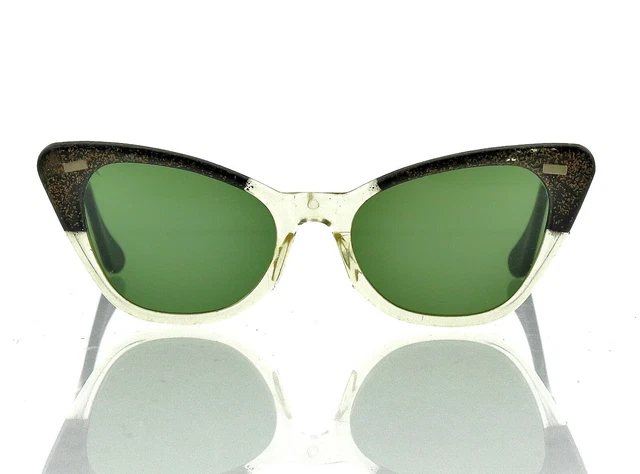 Vintage WILLSON Black Clear Transparent Cat Eye Sunglasses USA