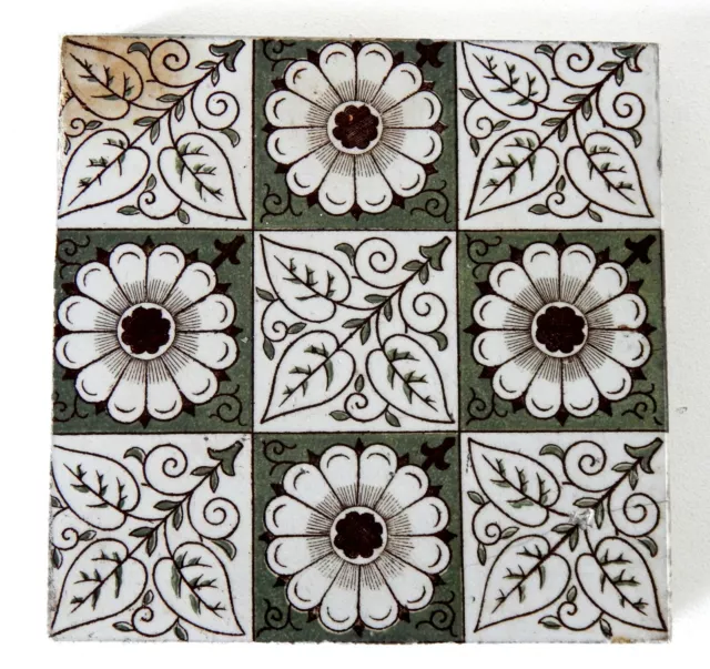 Antique Victorian Minton Hollins  & Co 6" x 6" Tile Stoke on Trent #4