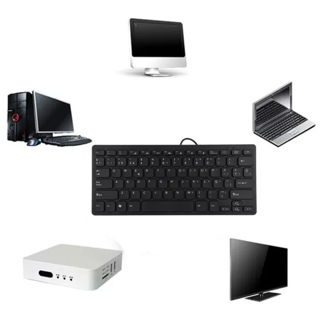 Ultra-thin Wired USB Mini Portable Spanish Keyboard For Desktop Computer 78 FOD 3