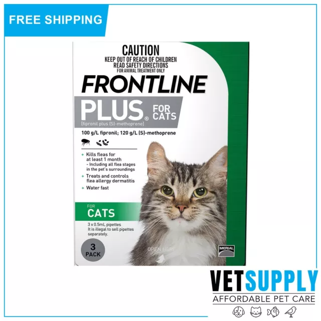Frontline Plus For Cats 3 Pipettes Flea Treatment