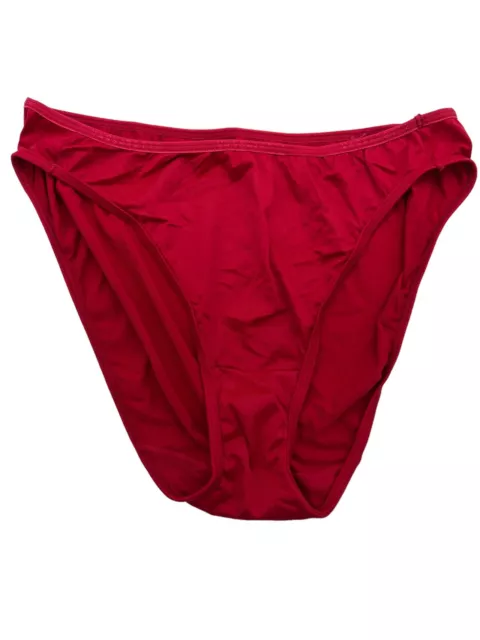 VINTAGE VASSARETTE 8/XL SATIN HIGH LEG BIKINI PANTIES RED Style 18-027