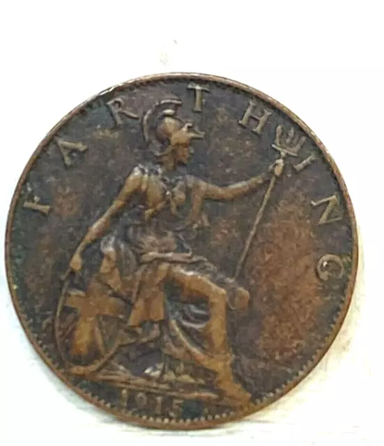 Great Britain   England  Uk  1915  Farthing  Key Date Low Mint