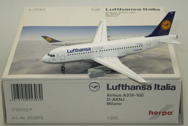 HERPA 1:200 AIRBUS A319-100 Lufthansa Milano D-AKNJ - 553070