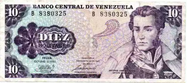 Venezuela: 10 bolivars 06/10/1981 (Pick#60)