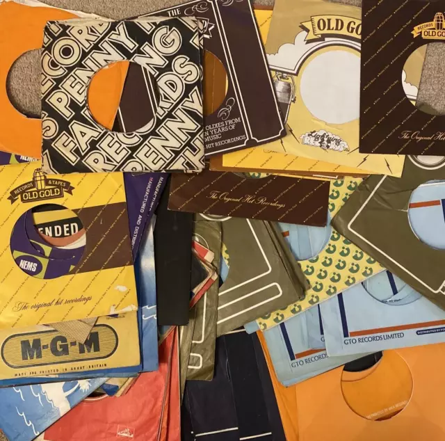 Jot Lot x 99 - 7" Assorted Original Company Sleeves Lables E to P - G to NM