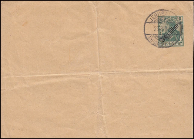 Deutsche Post Jerusalem 23.8.1909 auf Streifband S 6 - Blanko-Abstempelung