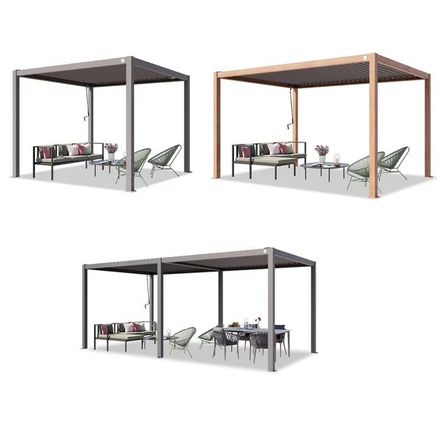 PERGOLA LAMELLENDACH 3X3 3x4 3x6 Hardtop Gartenpavillon Pavillon