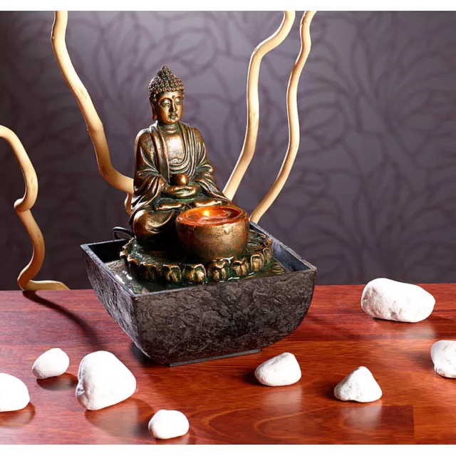 infactory LED Zimmerbrunnen: Beleuchteter Zimmerbrunnen mit Buddha 2
