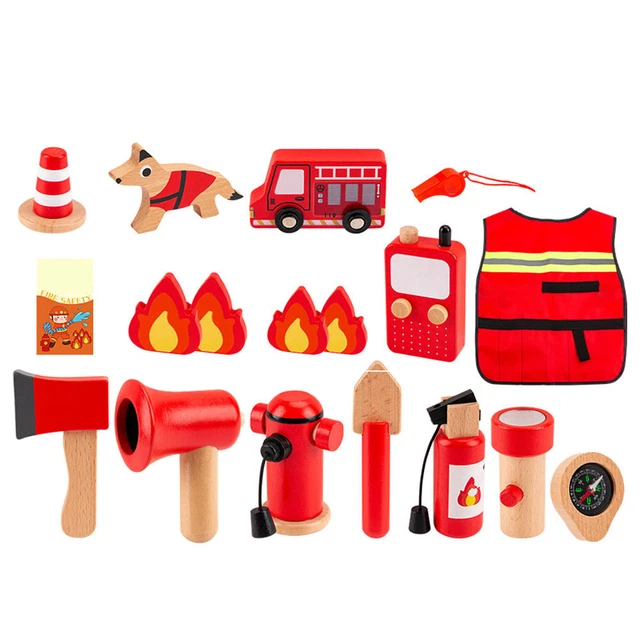 Tuta antincendio bambini strumenti giocattolo in legno bambini pompieri kit cosplay