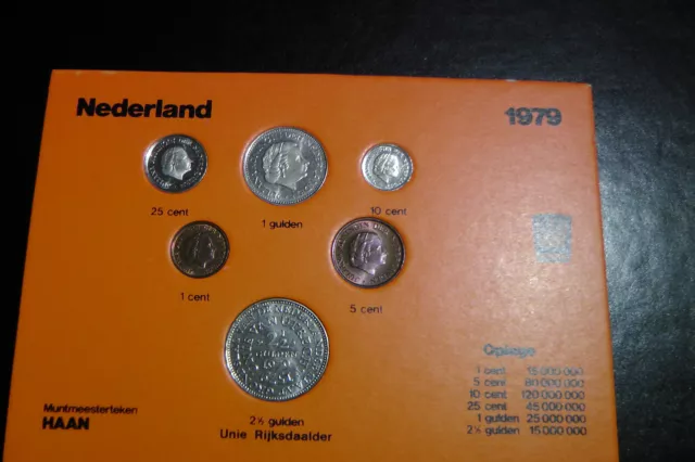 Niederlande 1979 KMS/ Kursmünzensatz mit 2 1/2 Gulden Rijksdaalder