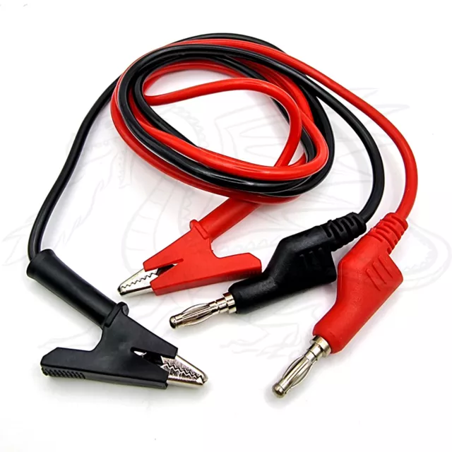 2PCS 4mm Stackable Banana Plug to Crocodile Alligator Clip Test Leads 1M Cable