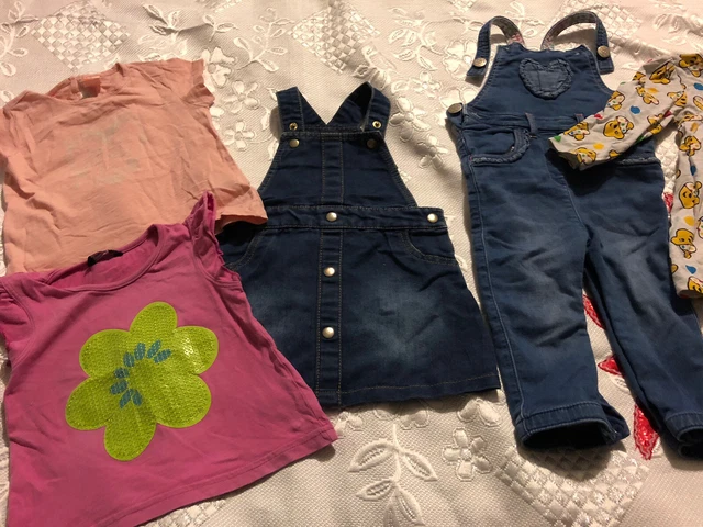 Maglietta Pacchetto Vestiti Dungarees, Abito, Abito Pinafore 9-12 M Ecc.