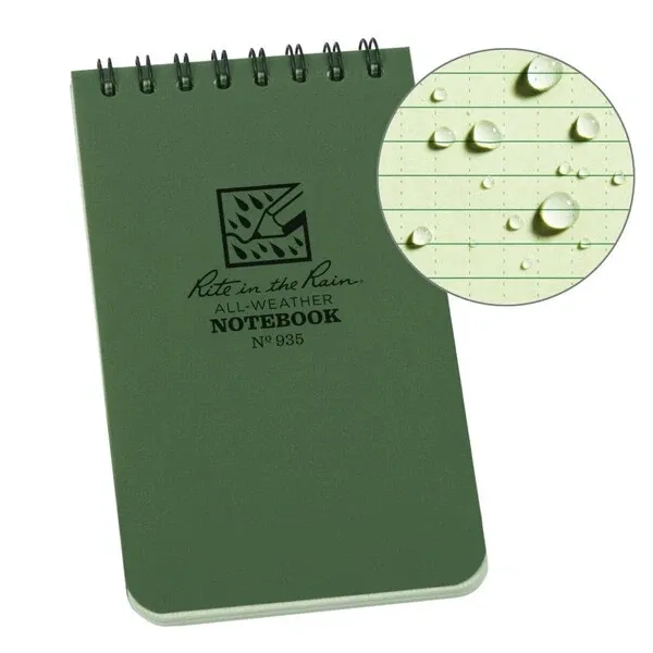 Rite in the Rain Top Spiral Bound Pocket Notepad No.935 - Green 3" x 5"