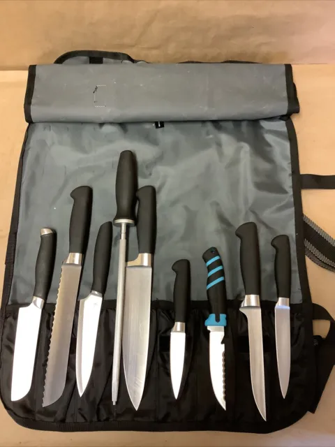 Mercer 22676 9pc Kitchen Knife Set With Knife Sharpener In Black Case