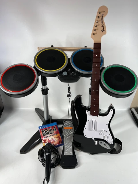 Rock Band 4 PS4 PS5 Band Kit Bundle Guitar Drums Game Mic Band In A Box Tested Rock Band 4 PS4 PS5 Band Kit Bundle Guitar Drums Game Mic Band In A Box Tested