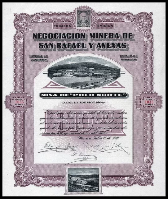 1910 Mexico: Negociacion Minera de San Rafael y Anexas