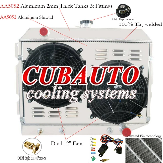 4 Rows Radiator+Shroud Fan+Relay Fits 1968-1974 Dodge Charger/Plymouth Mopar GTX