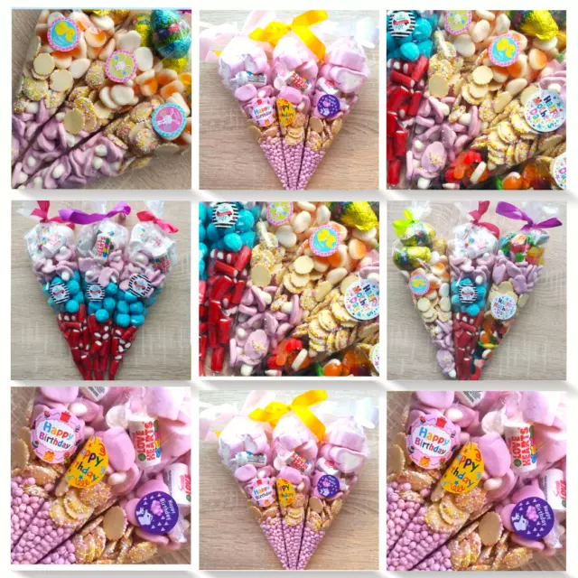 PreFilled Sweet Cones X40 - PERSONALISED - Party Bags - Birthday, Easter, Baby