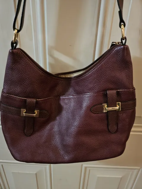 GIANI BERNINI Burgundy Pebble Grain Leather Hobo Satchel Shoulder Bag Handbag
