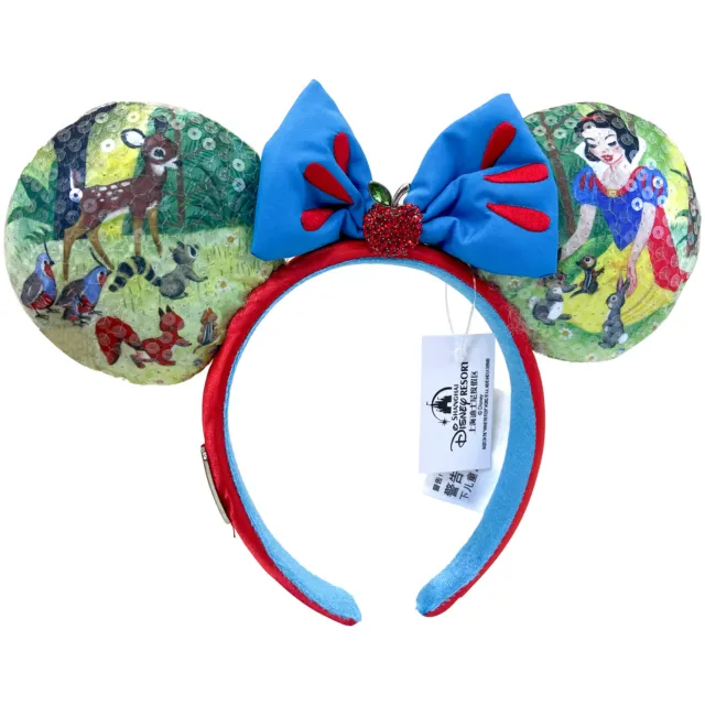 DisneyParks 100 Decades Snow White Minnie Mouse Blue Bow Ears Headband Ears