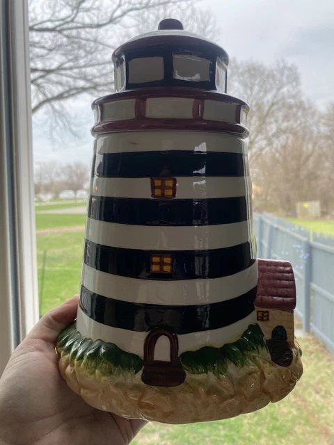 Vintage Lighthouse Cookie Jar, by Alco Industries, beautiful hand painted.