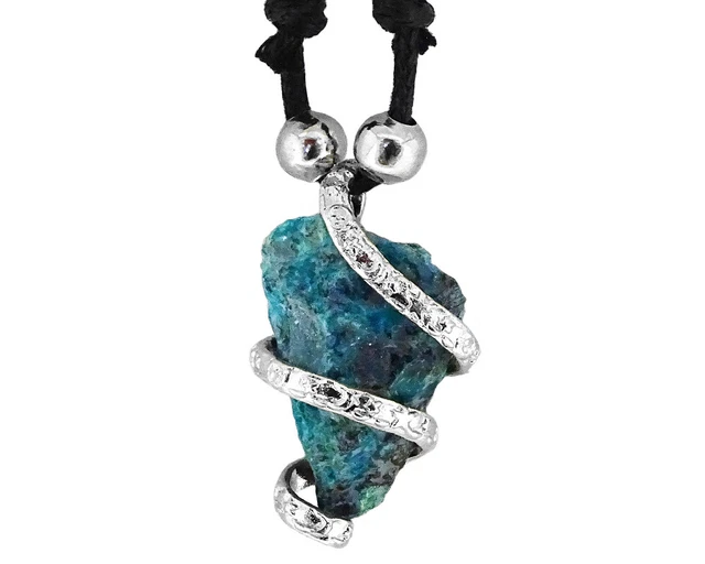 Spiral Wrapped Raw Stone Rough Healing Crystal Pendant Necklace Natural Jewelry