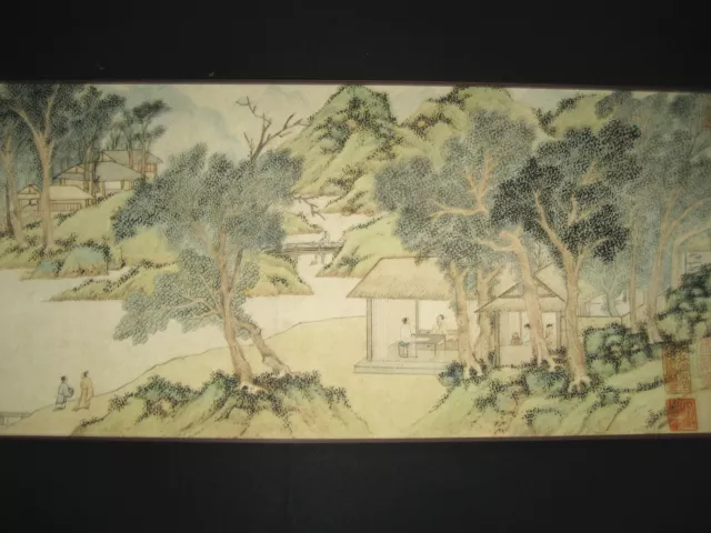 Old Chinese painting scroll Landscape on silk By Wen Zhengming 文征明  浒溪草堂图 3