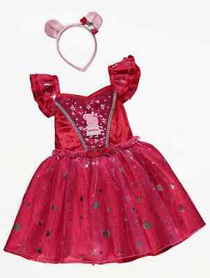 Girls Peppa Pig Red Fancy Dress Costume 3D ears head band Tutu Dress 1-1.5 Years