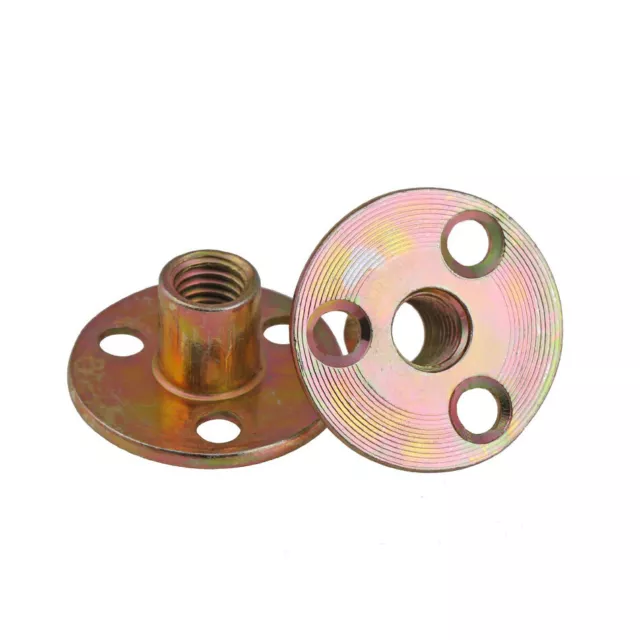 M8 M10 Round Flat Base T Nuts 3-Hole Tee Furniture Nut Screw Color Zinc Plating