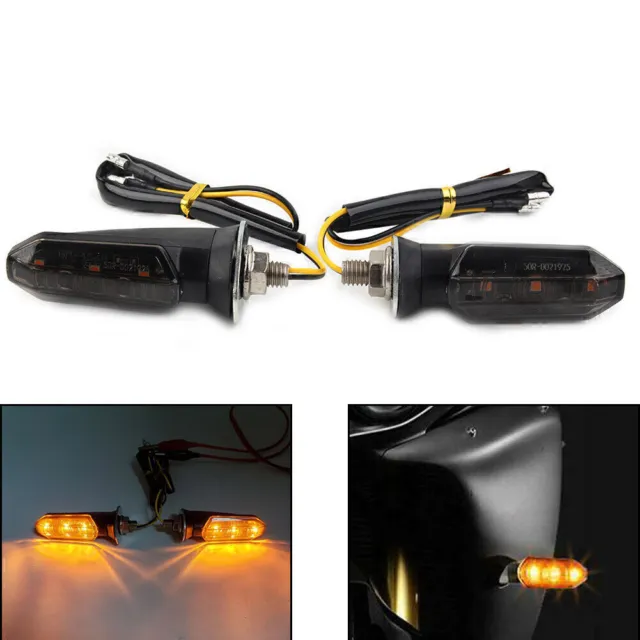 2x Universal Motorcycle LED Turn Signal Indicator Amber Blinker Light Smoke Lens