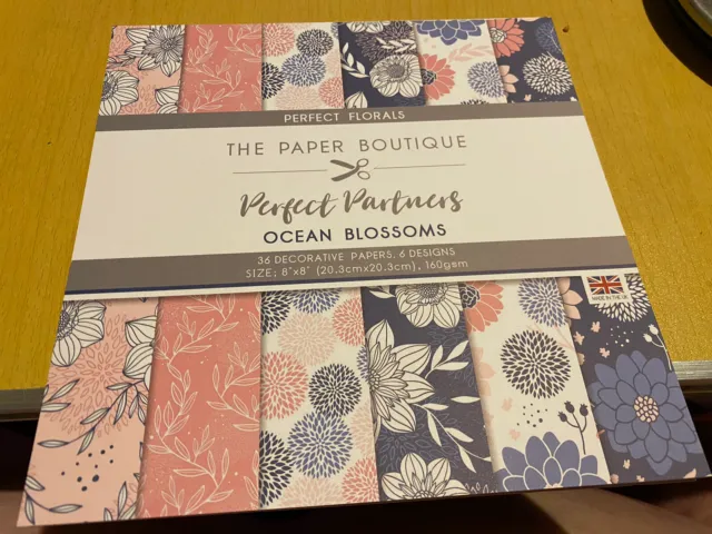 The Paper Boutique - Ocean Blossoms Decorative Papers - 8x8 36 Sheets - New