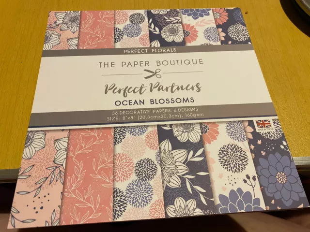 The Paper Boutique - Ocean Blossoms Decorative Papers - 8x8 36 Sheets - New