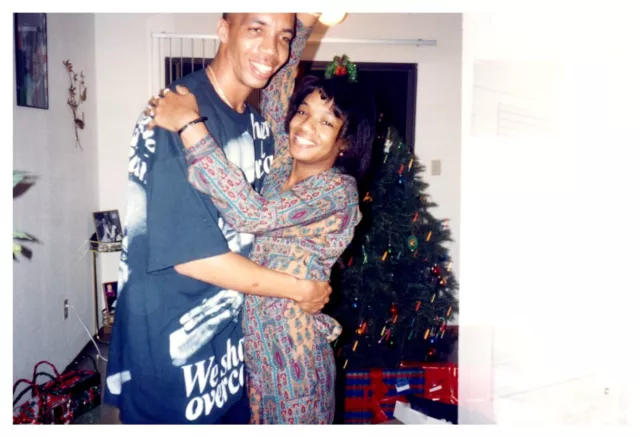 1990s African American Couple Christmas Vintage Snapshot Photo California