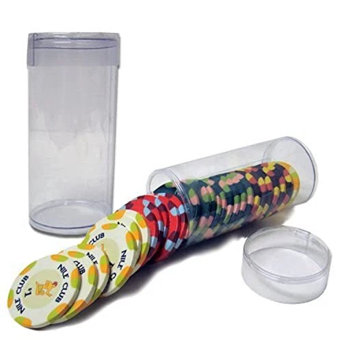 Lot of 10 Clear Plastic Poker Chip Tubes - Each Holds 25 Standard