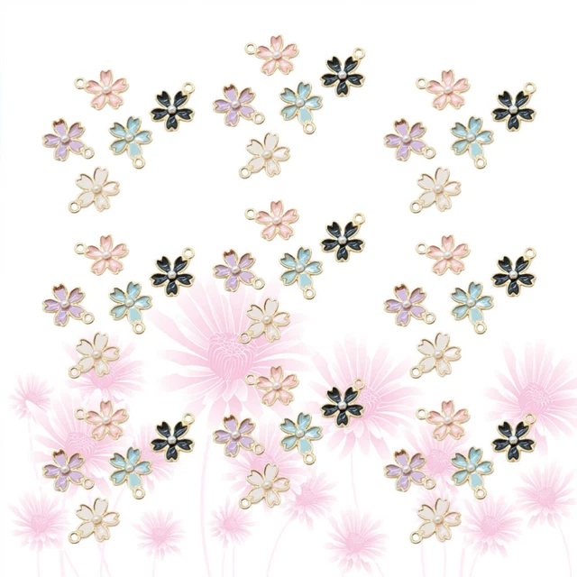 50 Pcs flower charms for jewelry making Blumenanhänger Emaille Süße Reize Perlen