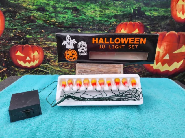 Vintage  New Halloween Mini Candy Corn Battery Powered String Lights (10)