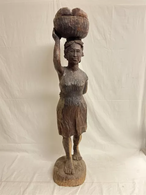 Vintage Original Haitian Art Wood Sculpture By Renowned Ludovic Booz (Signed)