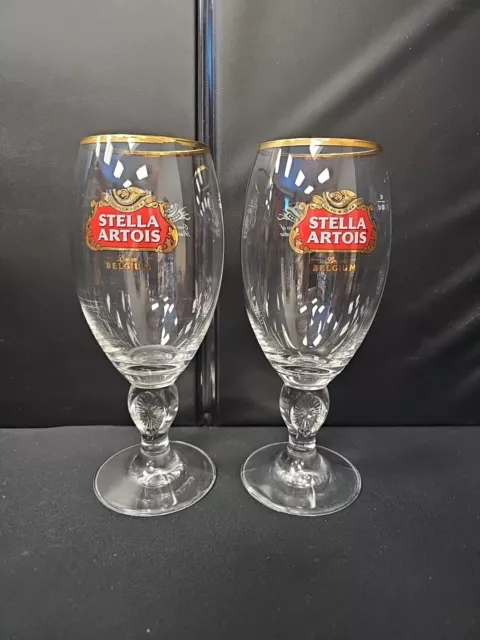 2 QTY Stella Artois Belgium Beer Glass Chalice 40cl