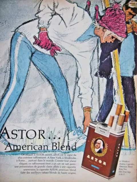 Publicité De Presse 1964 Cigarettes Astor American Blend Au Ski - Tabac