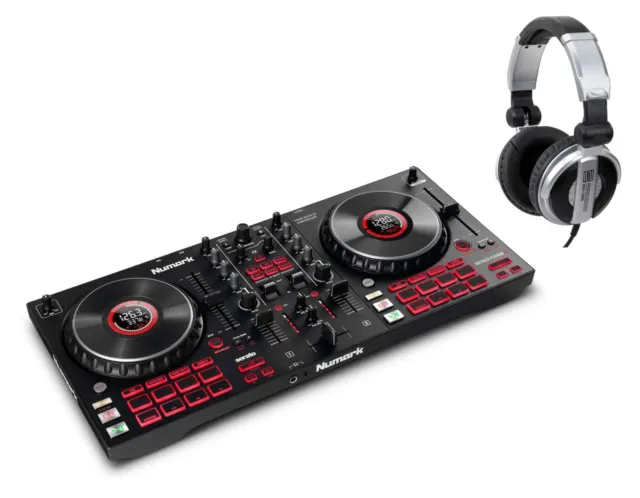 Numark Mixtrack Platinum FX 4-Deck DJ-Controller Set Jowheel-Display Kopfhörer