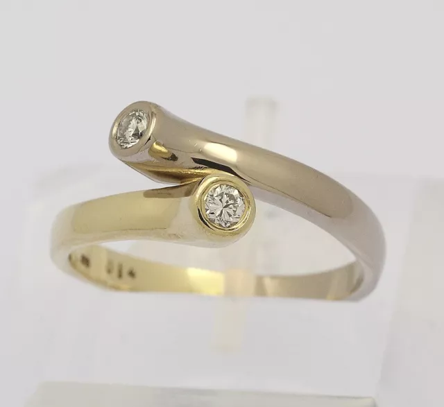 Bicolor Ring in 14 kt 14k 585 er Gelb Weiß Gold mit Brillanten Brillant Diamant