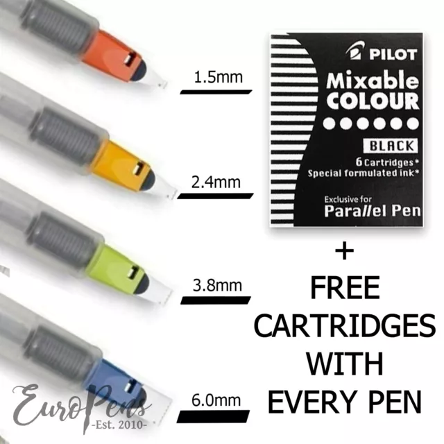 Pilot Parallel Calligraphy Pen - 1.5, 2.4, 3.8, 6.0 - FREE PACK Black Cartridges