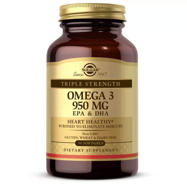 Solgar,Triple Strength Omega 3, EPA e DHA, 950 mg, 50 capsule molli