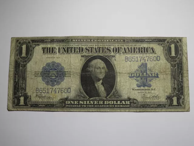 $1 1923 Silver Certificate Large Bank Note Bill Blue Seal One Dollar Good